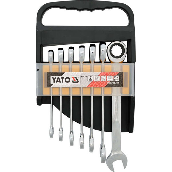 Набір ключів комбінованих з тріскачкою YATO 10-19мм 7шт YT-0208