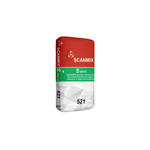 SCANMIX - 521 S WHITE Шпаклівка фасадна фінішна біла (20 кг.) (48 міш./у пал.)