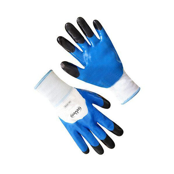 Перчатки SEVEN синтет белые с сине-черным нитриловым покрытием 69610 (12/240шт)