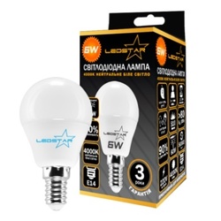 LED Світлодіодна лампа LEDEX 6W, E14, кулька,570lm, 3000К, 160 (100869) (Р)