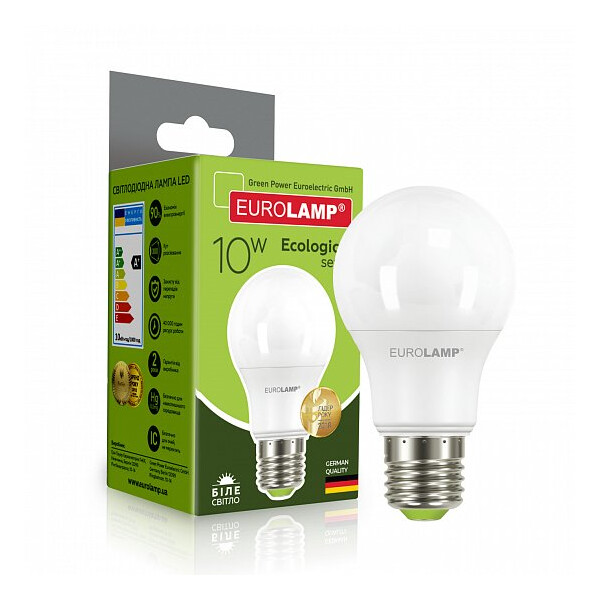 EUROLAMP LED Лампа ЭКО серія  А60 10W E27 4000K (50) (10274Р)