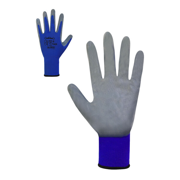 Перчатки SEVEN синие с серым нитриловым покрытием 69051 (12/240шт)