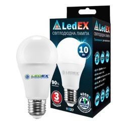 LED Лампа LEDEX 10W, E27, 950lm, 3000К, 270град, чип:Epistar(100864) (Р)