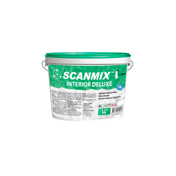 SCANMIX-фарба Interior DeLuxe 7кг (Шовковисто-матова фарба, латексна для інтерєрів)'