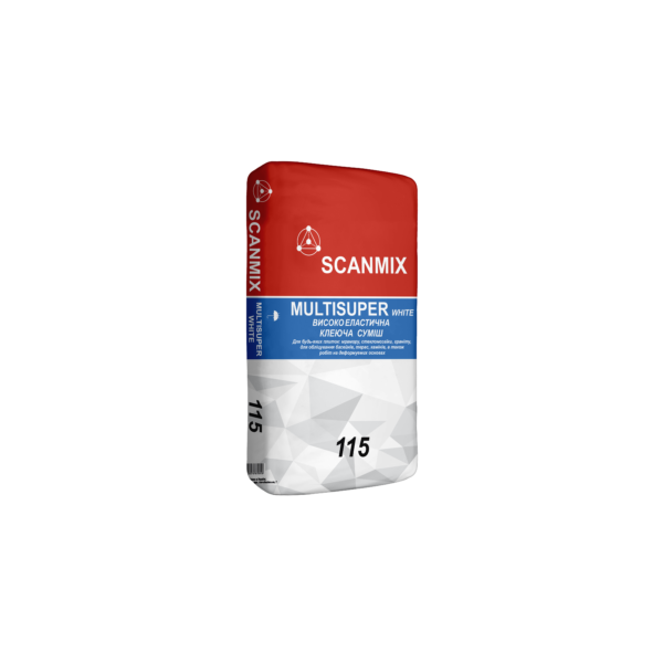 SCANMIX - 115 MULTISUPER WHITE Високоеластична біла клейова суміш (25 кг.) (42 міш./у пал.)