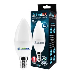 LED Лампа LEDEX 6W, E14, свічка 570lm, 4000К, 160град, чип:Epistar(100145 ) (Р)