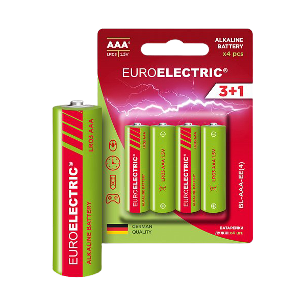 Батарейка  EUROELECTRIC ААA LR03 1.5V 4шт