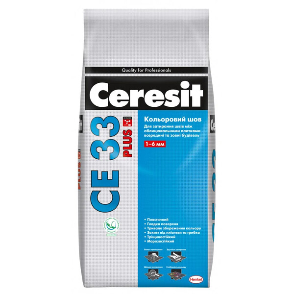 Фуга СЕ 33/2кг. PLUS 115  (сірий цемент ) (6шт/в уп) (Ceresit)