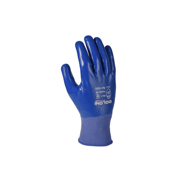 Перчатки DOLONI (4581) с нитрил покрытием, полный облив синие р-р 10
