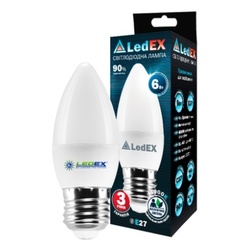 LED Лампа LEDEX 6W, E27, свічка 570lm, 4000К, 160град, чип:Epistar(100147 ) (Р)
