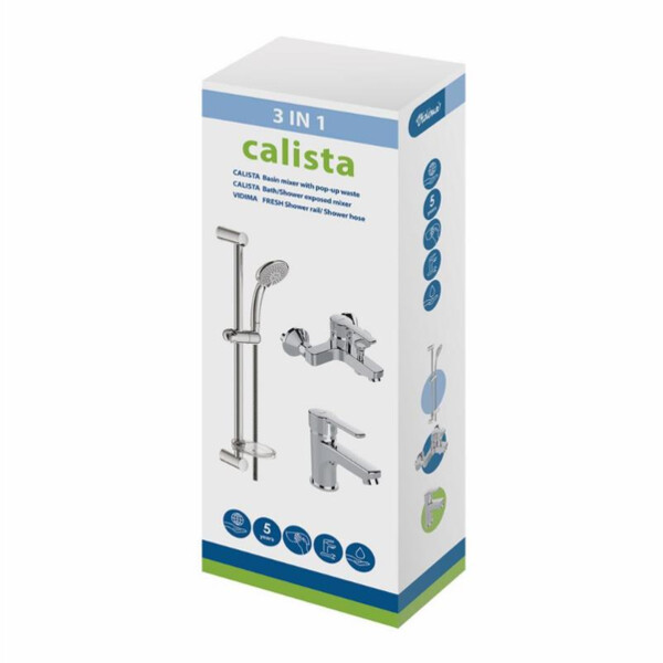 Змішувач VIDIMA CALISTA набір ванна+умивальник+душ.стійка (B1435AA)