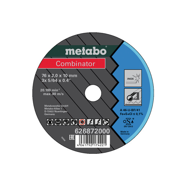 Диск відрізний Metabo Combinator 76x2x10 мм 3 шт (626872000)